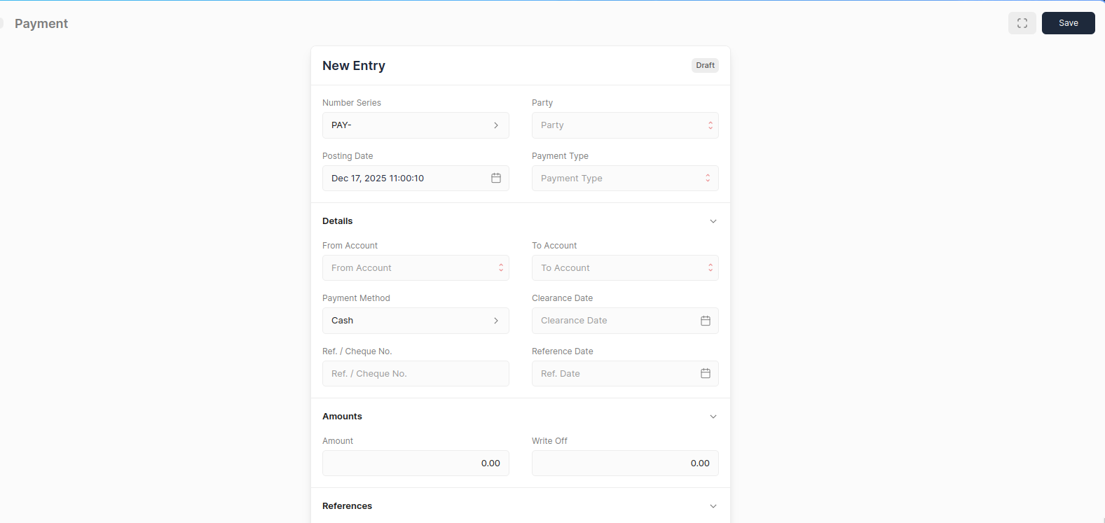 Payment Quick Edit Form