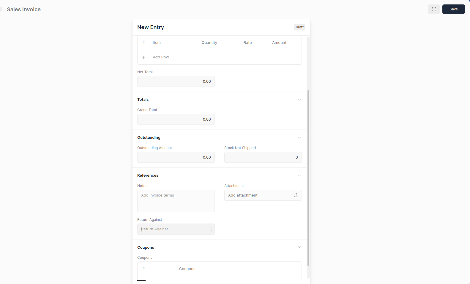 Select return invoice